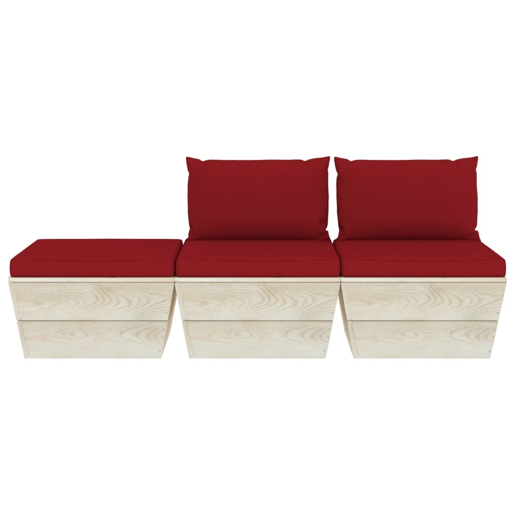 VidaXL 3-delige Loungeset met kussens pallet vurenhout