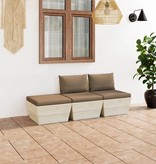 VidaXL 3-delige Loungeset met kussens pallet vurenhout