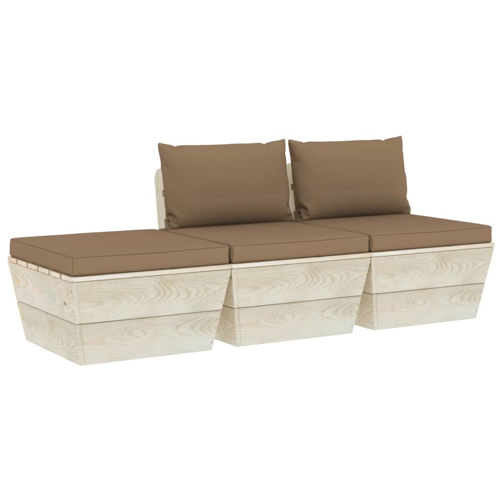 VidaXL 3-delige Loungeset met kussens pallet vurenhout