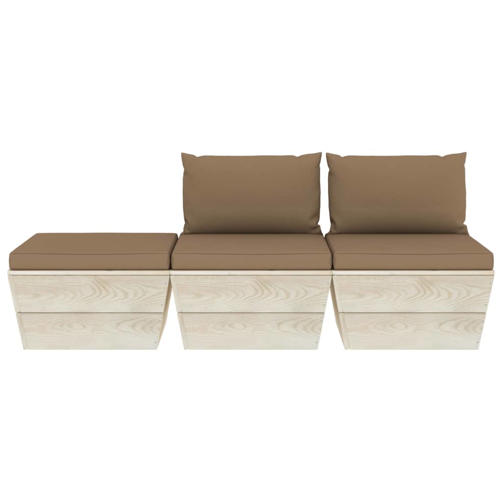 VidaXL 3-delige Loungeset met kussens pallet vurenhout