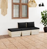 VidaXL 3-delige Loungeset met kussens pallet vurenhout