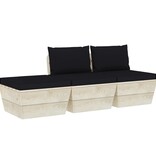 VidaXL 3-delige Loungeset met kussens pallet vurenhout