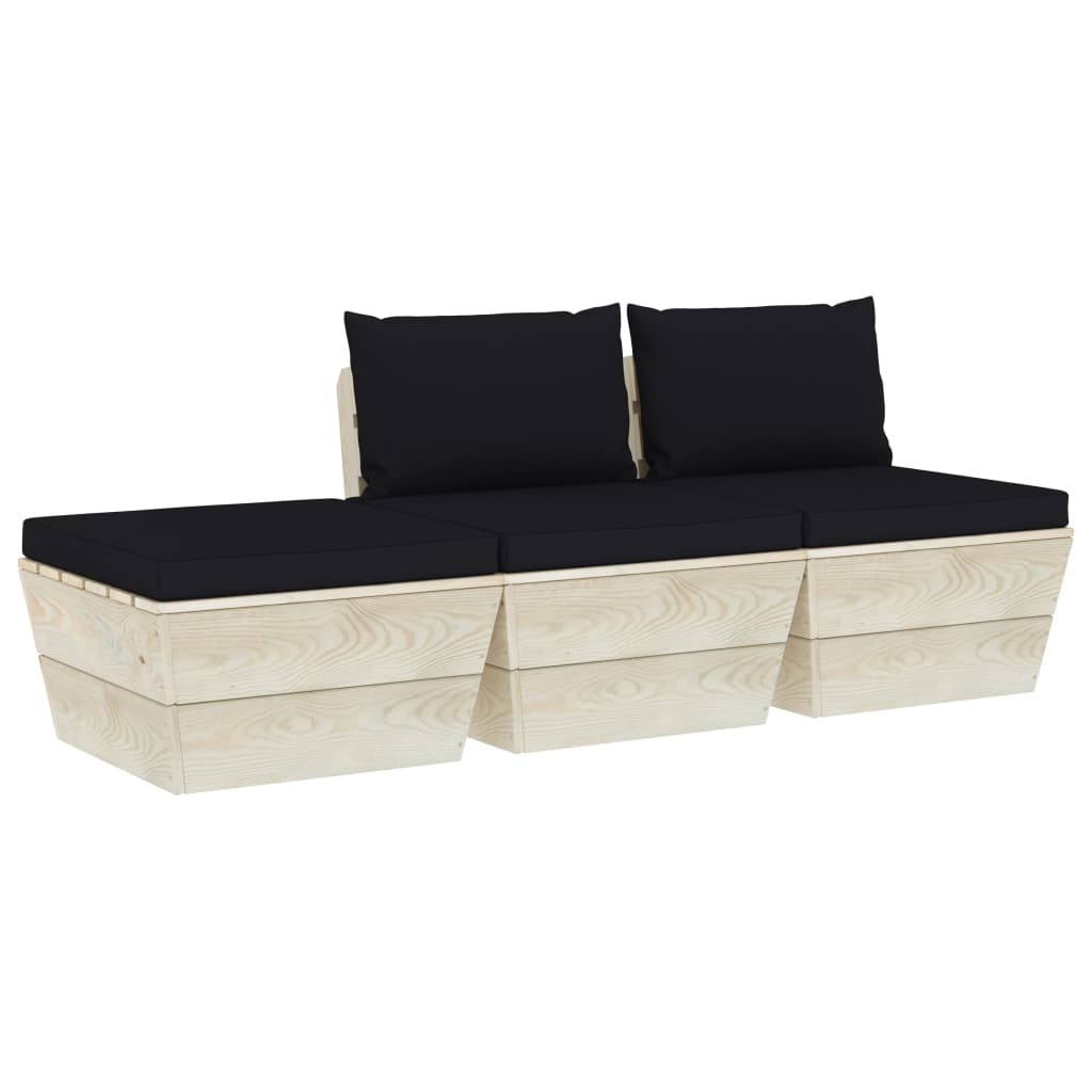 VidaXL 3-delige Loungeset met kussens pallet vurenhout