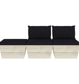 VidaXL 3-delige Loungeset met kussens pallet vurenhout