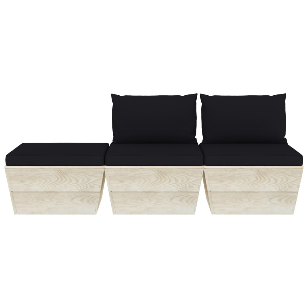 VidaXL 3-delige Loungeset met kussens pallet vurenhout