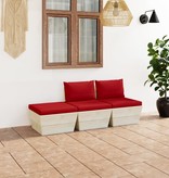 VidaXL 3-delige Loungeset met kussens pallet vurenhout