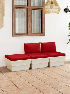 VidaXL 3-delige Loungeset met kussens pallet vurenhout