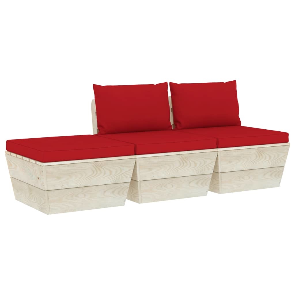 VidaXL 3-delige Loungeset met kussens pallet vurenhout