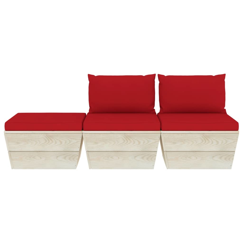 VidaXL 3-delige Loungeset met kussens pallet vurenhout