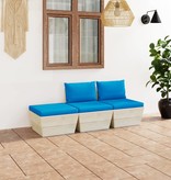 VidaXL 3-delige Loungeset met kussens pallet vurenhout