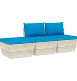 VidaXL 3-delige Loungeset met kussens pallet vurenhout