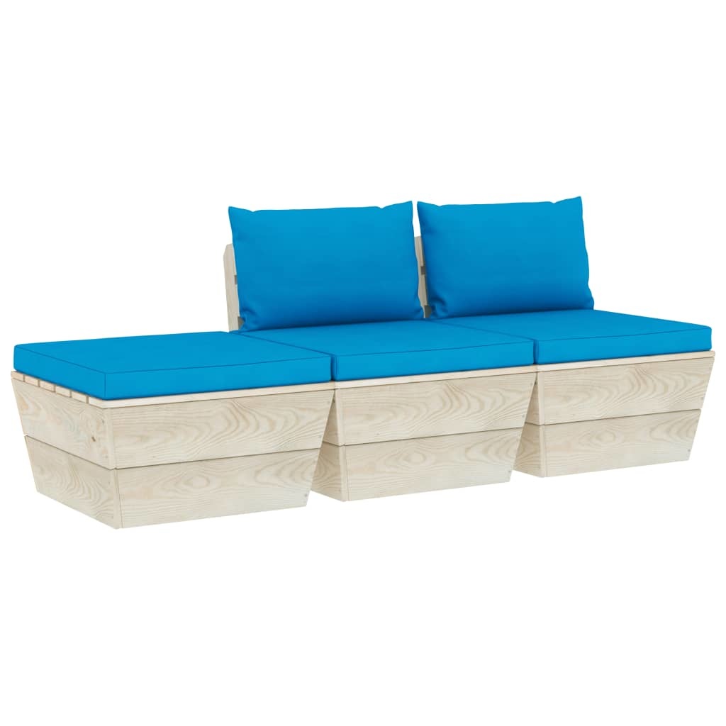 VidaXL 3-delige Loungeset met kussens pallet vurenhout