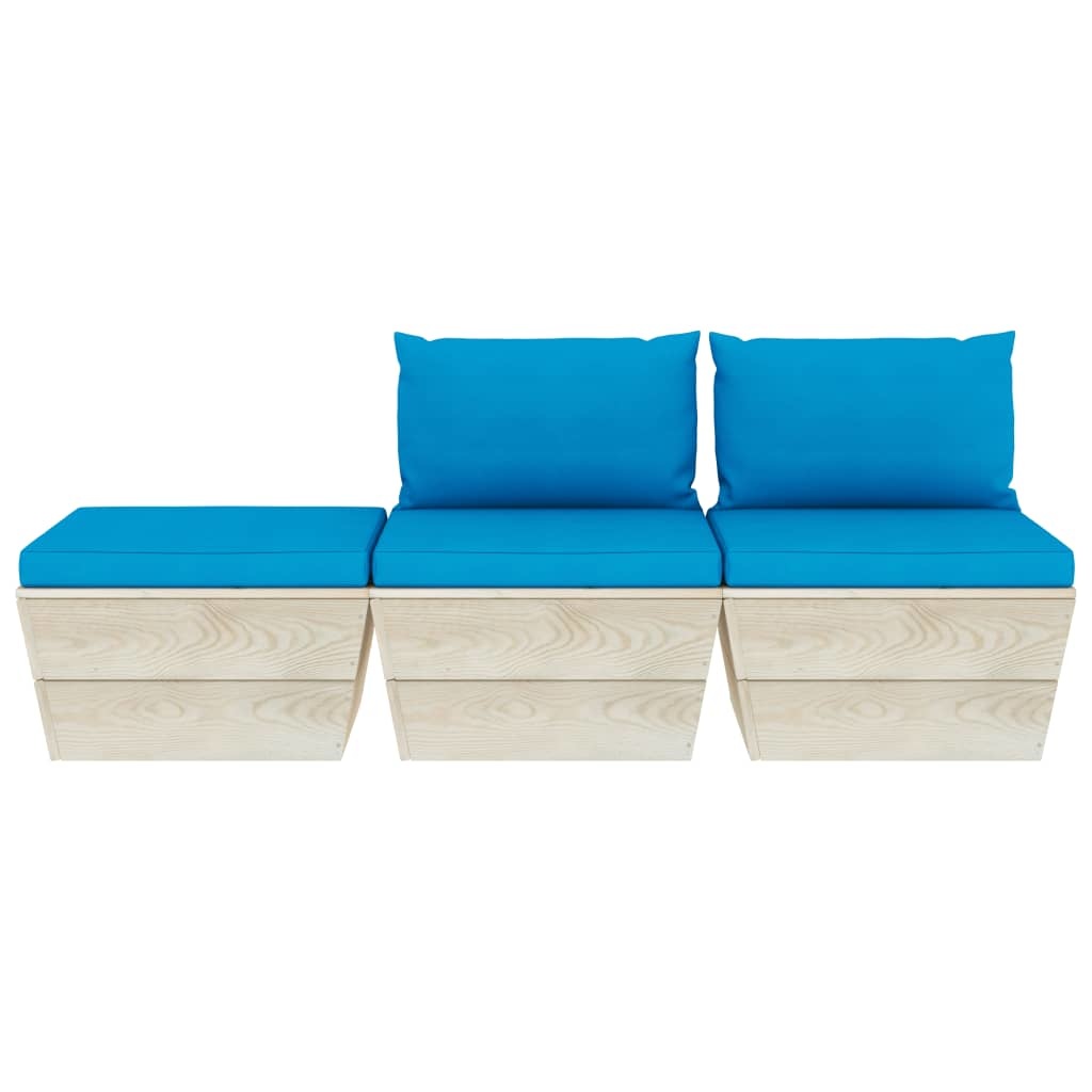 VidaXL 3-delige Loungeset met kussens pallet vurenhout