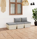 VidaXL 3-delige Loungeset met kussens pallet vurenhout