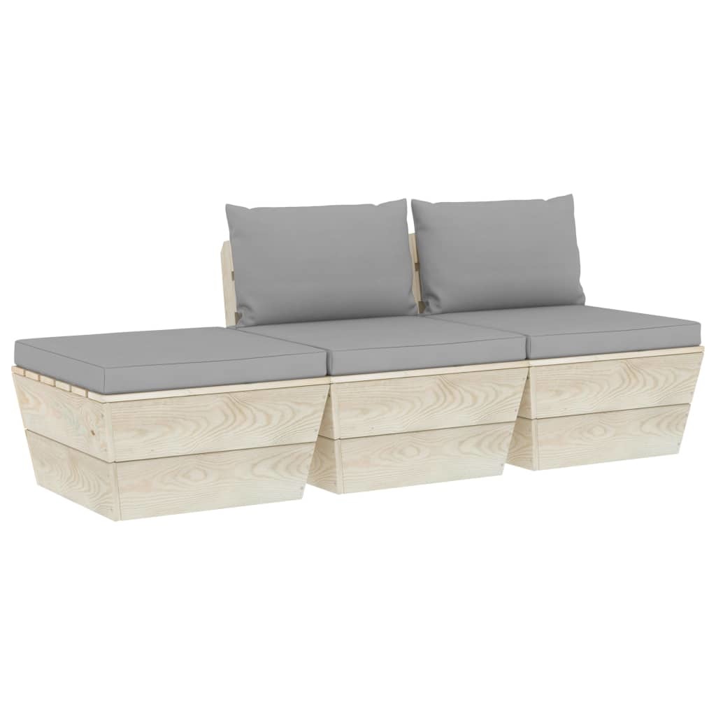 VidaXL 3-delige Loungeset met kussens pallet vurenhout