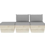 VidaXL 3-delige Loungeset met kussens pallet vurenhout