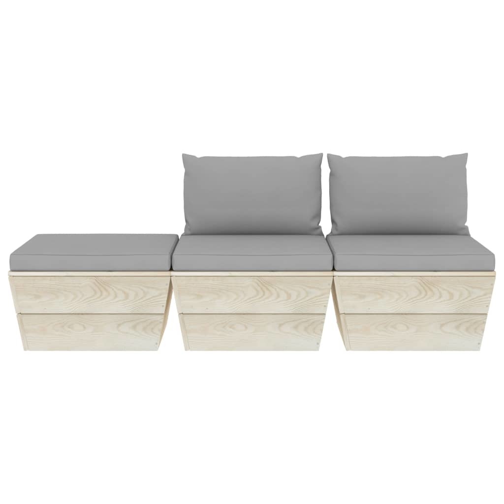 VidaXL 3-delige Loungeset met kussens pallet vurenhout