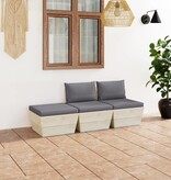 VidaXL 3-delige Loungeset met kussens pallet vurenhout