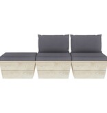 VidaXL 3-delige Loungeset met kussens pallet vurenhout