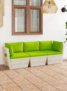 VidaXL Tuinbank 3-zits met kussens pallet vurenhout