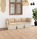 VidaXL Tuinbank 3-zits met kussens pallet vurenhout