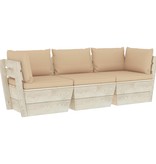 VidaXL Tuinbank 3-zits met kussens pallet vurenhout