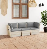 VidaXL Tuinbank 3-zits met kussens pallet vurenhout