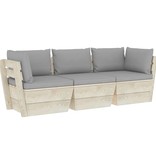 VidaXL Tuinbank 3-zits met kussens pallet vurenhout