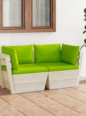 VidaXL Tuinbank 2-zits met kussens pallet vurenhout