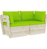 VidaXL Tuinbank 2-zits met kussens pallet vurenhout