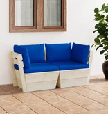 VidaXL Tuinbank 2-zits met kussens pallet vurenhout