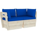 VidaXL Tuinbank 2-zits met kussens pallet vurenhout