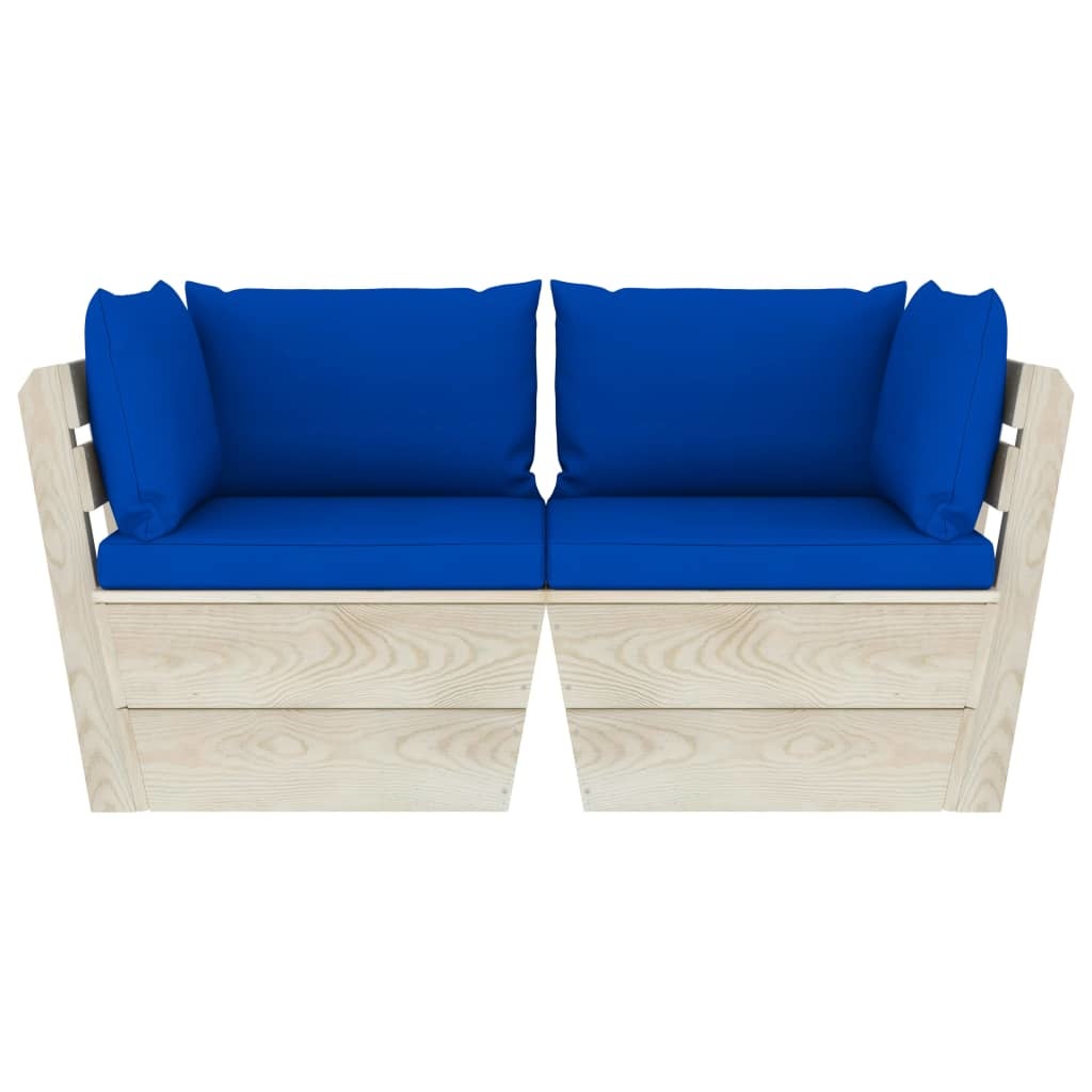 VidaXL Tuinbank 2-zits met kussens pallet vurenhout