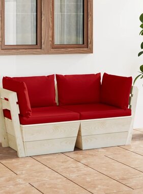 VidaXL Tuinbank 2-zits met kussens pallet vurenhout