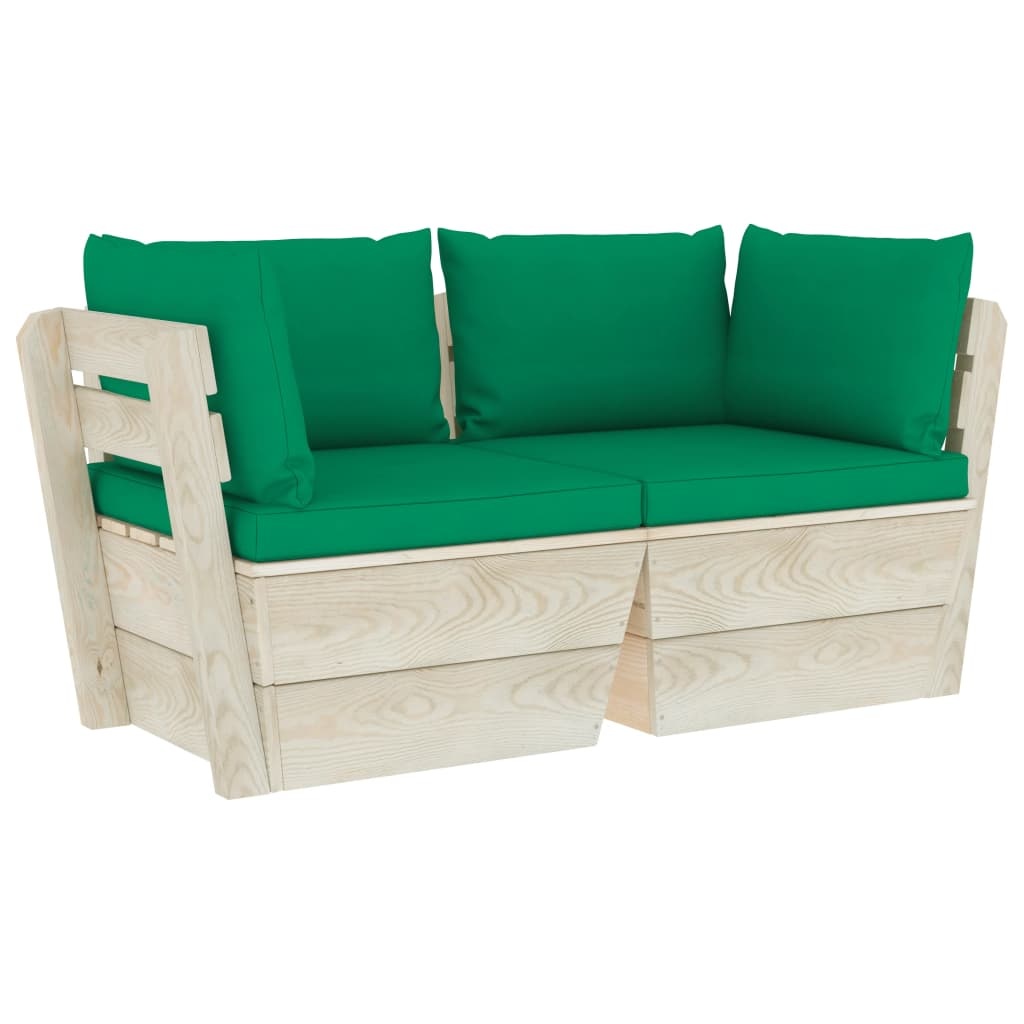 VidaXL Tuinbank 2-zits met kussens pallet vurenhout