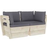 VidaXL Tuinbank 2-zits met kussens pallet vurenhout