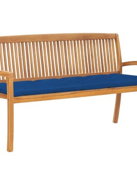 VidaXL Tuinbank stapelbaar met kussen 159 cm massief teakhout