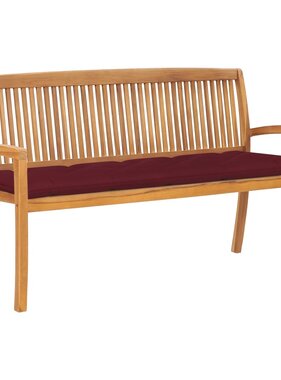 VidaXL Tuinbank stapelbaar met kussen 159 cm massief teakhout