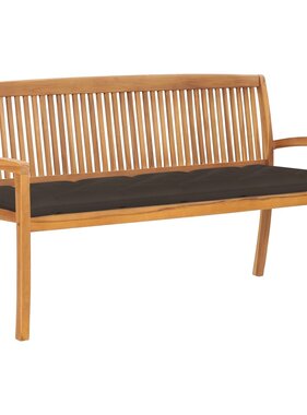 VidaXL Tuinbank stapelbaar met kussen 159 cm massief teakhout