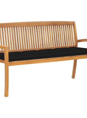 VidaXL Tuinbank stapelbaar met kussen 159 cm massief teakhout
