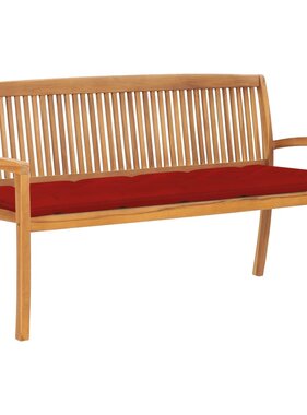 VidaXL Tuinbank stapelbaar met kussen 159 cm massief teakhout