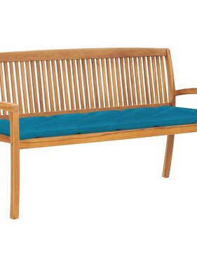 VidaXL Tuinbank stapelbaar met kussen 159 cm massief teakhout