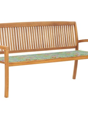 VidaXL Tuinbank stapelbaar met kussen 159 cm massief teakhout