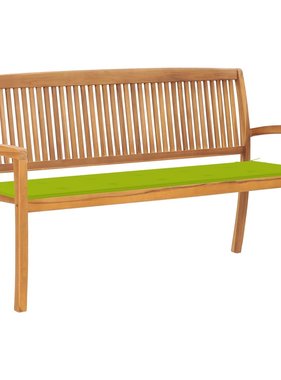 VidaXL Tuinbank stapelbaar met kussen 159 cm massief teakhout