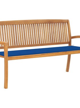 VidaXL Tuinbank stapelbaar met kussen 159 cm massief teakhout
