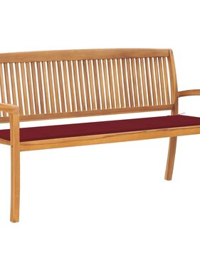 VidaXL Tuinbank stapelbaar met kussen 159 cm massief teakhout