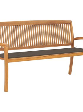 VidaXL Tuinbank stapelbaar met kussen 159 cm massief teakhout