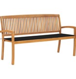 VidaXL Tuinbank stapelbaar met kussen 159 cm massief teakhout