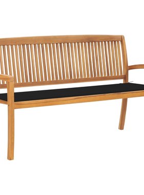 VidaXL Tuinbank stapelbaar met kussen 159 cm massief teakhout