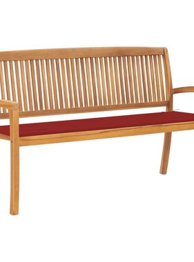 VidaXL Tuinbank stapelbaar met kussen 159 cm massief teakhout